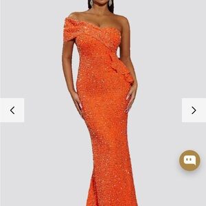 Ruffled Sequin One Shoulder Mermaid Dress WY46